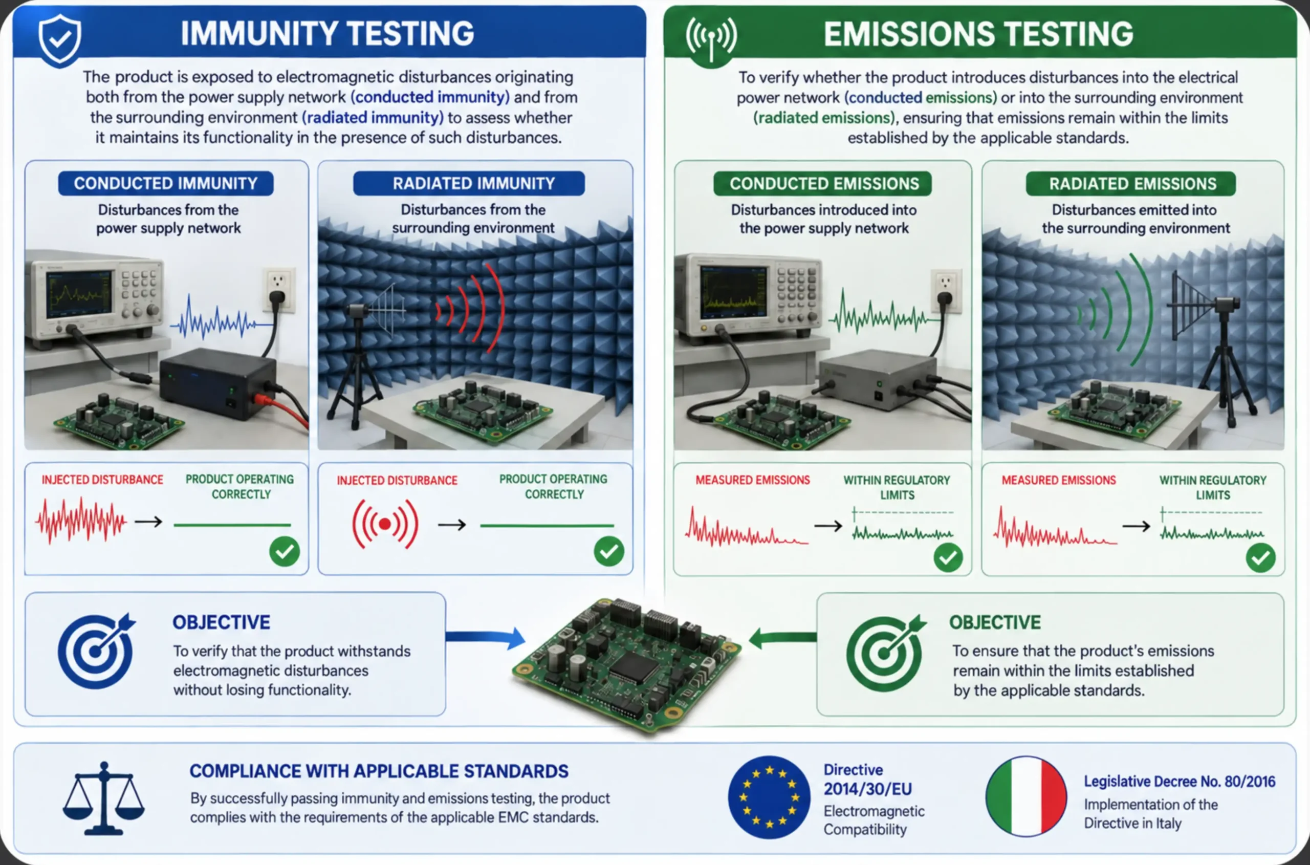 Prove emc immunita emissioni normative en